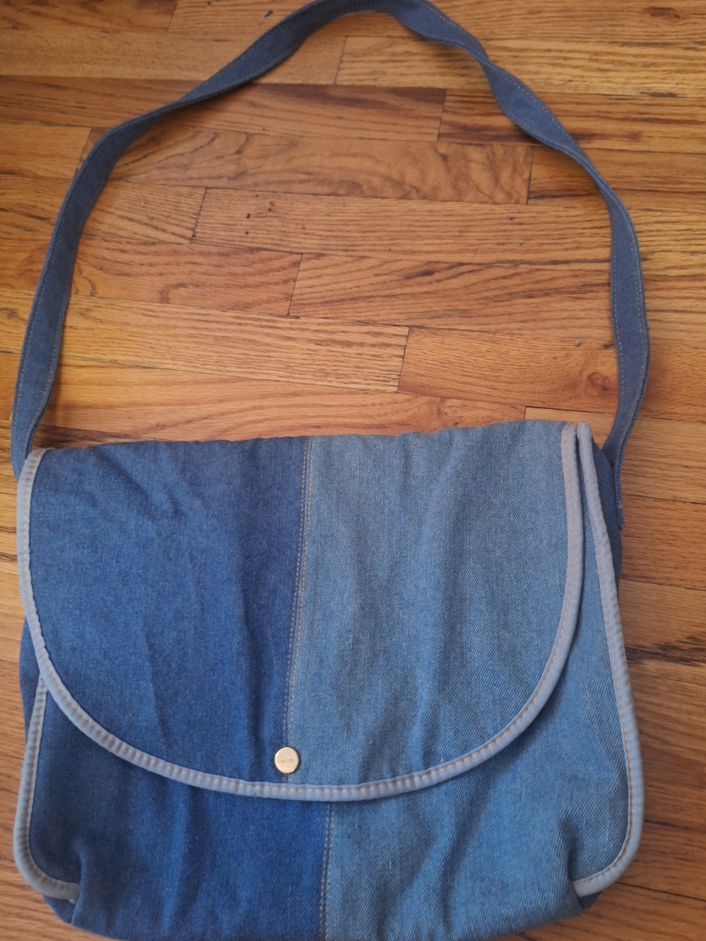 Denim Messenger Bag - Blue